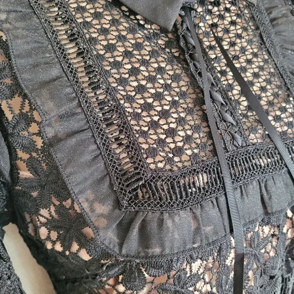 Reds Hall Black Adeline Lace Up Pleated Dress Size Women's Small NEW - Picture 9 of 16